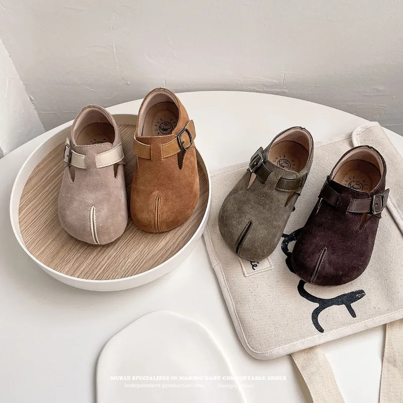 Korean Genuine Leather Children's Boken Shoes Comfortable Children's Small Leather Pig Trotters Baby Bean Shoes