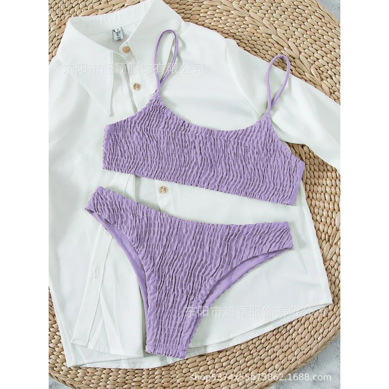 Two-piece Bikini Hot-Selling Swimsuit Sexy Pleated Ribbed Swimwearbikini