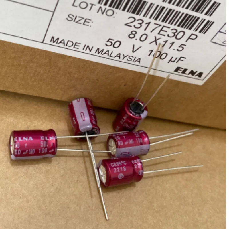10PCS-100PCS  100UF 50V Japanese Ina ELNA Audio Capacitor 50V100UF 8 * 12 RA3 Purple Red Robe