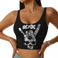 AC DC Rock Music Art Sports Bra Women High Impact Fashion Gym Running Yoga Vest