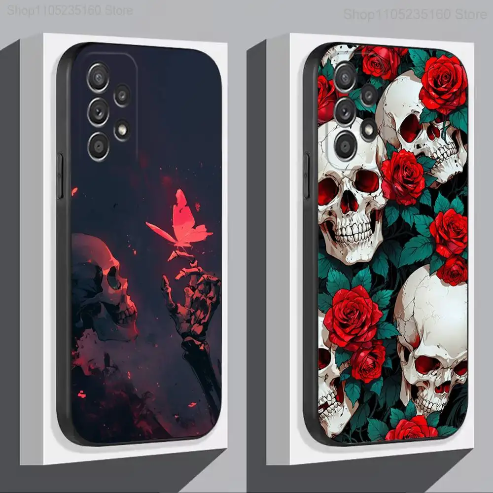 

Skull Art For Samsung S 25,24,23,22,30,21,10,9,Ultra,Plus,Lite,FE,4,5G Phone Case Black Soft Case
