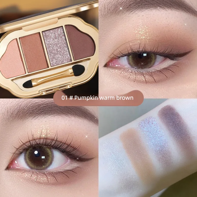 Palette di ombretti opachi con diamanti a quattro colori Little Bear Pearl, ombretto a 4 colori