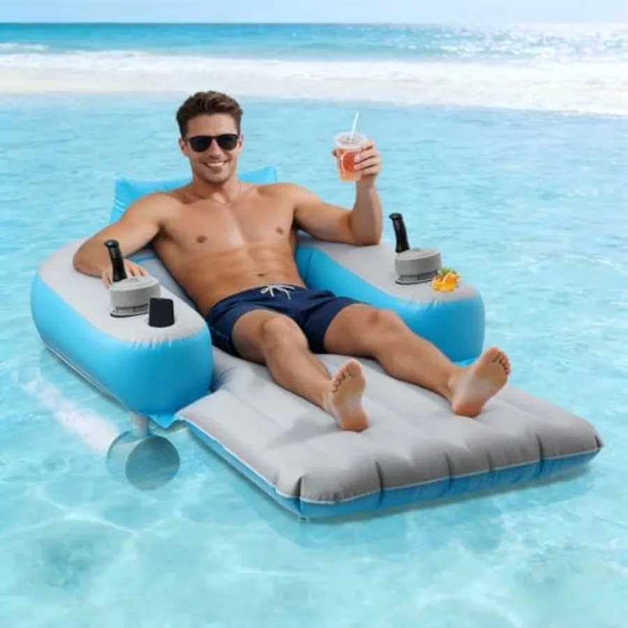 

Motorized Pool Float for Adults Rechargeable Dual Motors Heavy Duty Pool Lounger with 2 Hold Pockets 300 lb Capacity Electric F