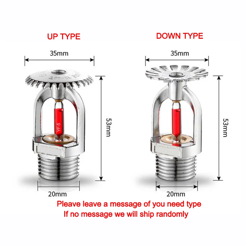 Fire Sprinkler Head 5Pcs DN15/68 Degree Fire Extinguishing System Protection Equipment Spray Sprinkler
