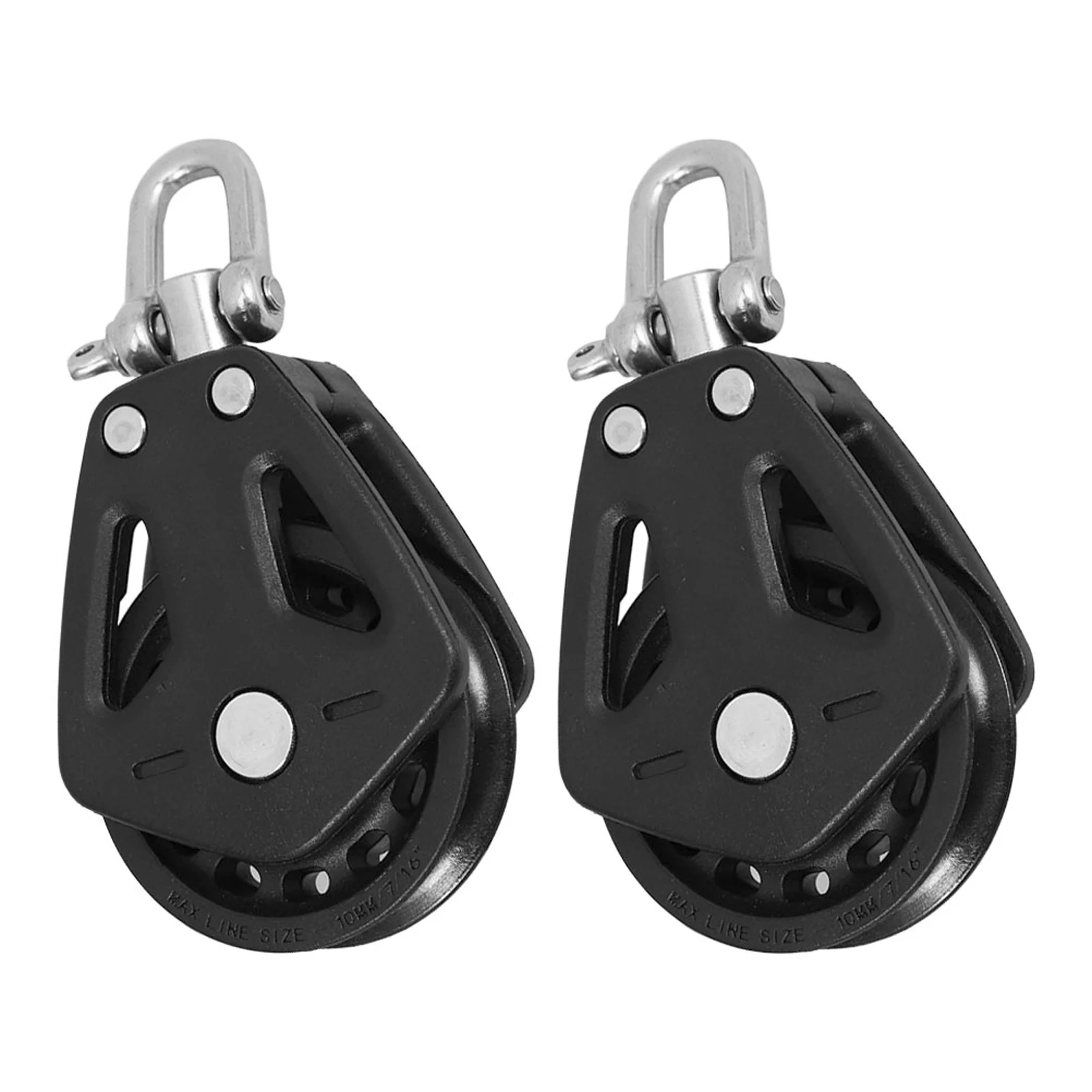 

2Pcs Marine Stainless Steel Nylon Bearing Pulley Block Double Head for Sailboat Kayak Yacht Rope Handling System