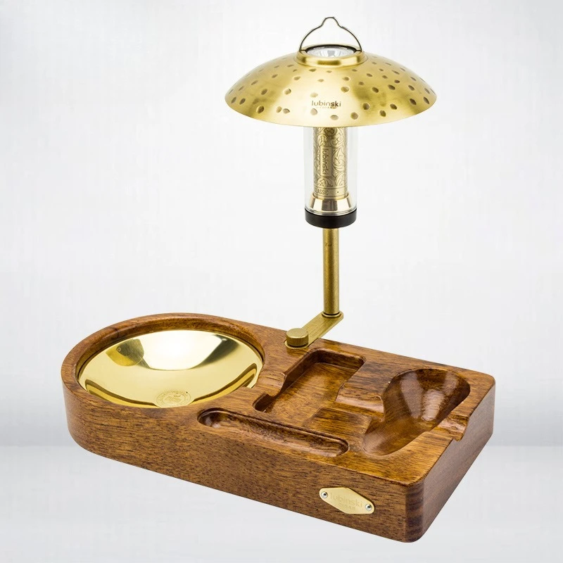 pipe set outdoor camping with light ornament pineapple plaid waking grass plate pipe holder ashtray