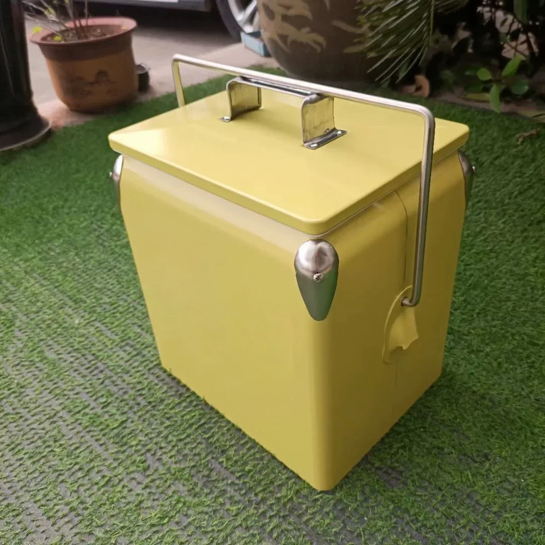 Outdoor Vintage Cooler Box 13 Liter Portable Car Fridge Freezer, for Camping Campervan, Vehicle, Truck, Travel, Pinic