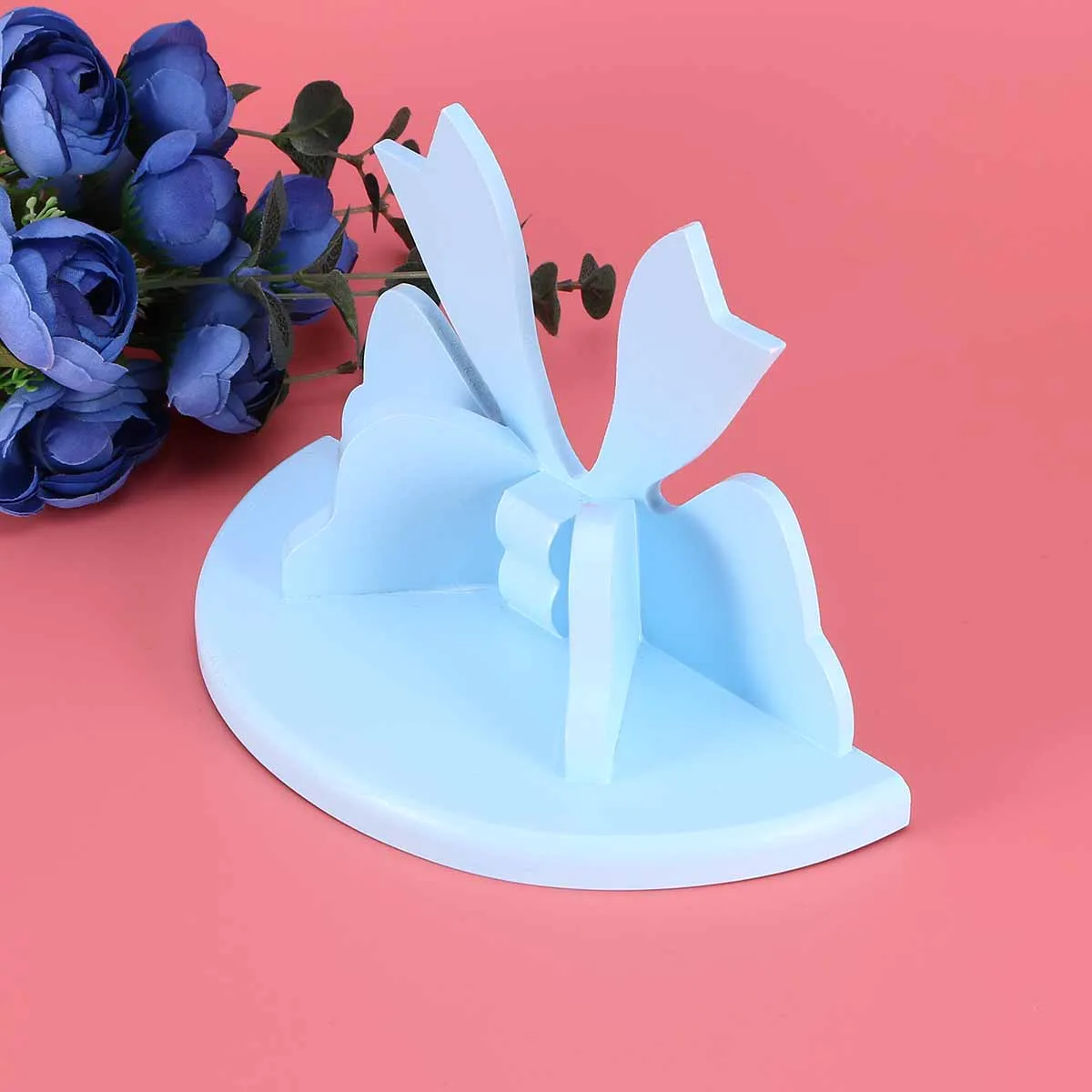 

Wooden Storage Shelf Wall Rack Light Blue Kids Room Nursery Semicircle Design Flower Pot Holder Books Magazines Home