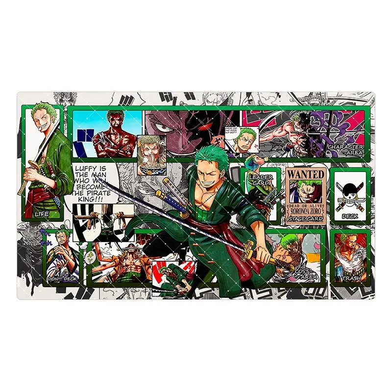 4models One Piece OPCG 600x350mm Roronoa Zoro Trading Card Playmat 2mmStitched Edge Single Rubber Board Game Card Mat Toy Gift view 3