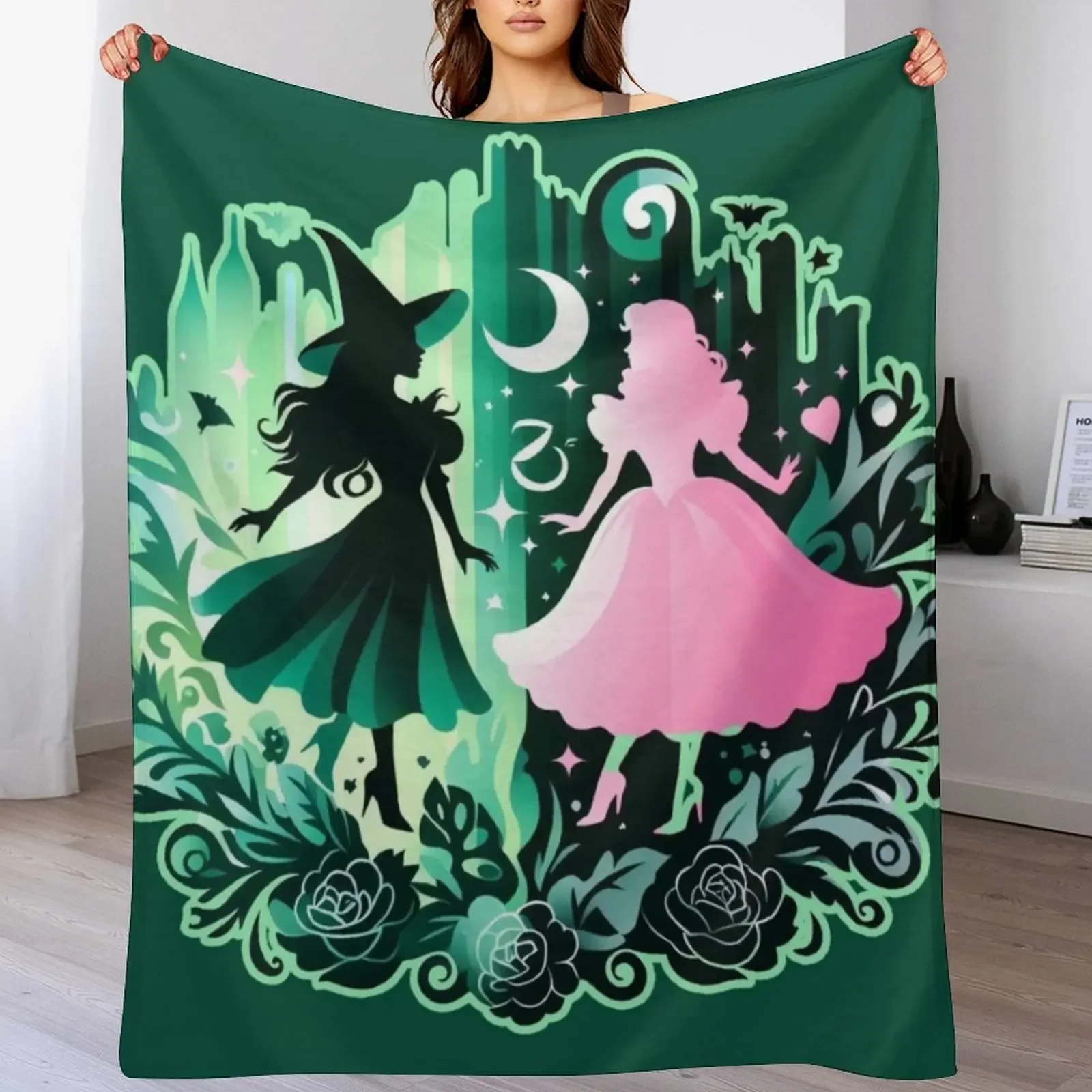 

Elphaba & Glinda Wicked the Musical Throw Blanket Warm Accent Blanket for Living Room Decoration