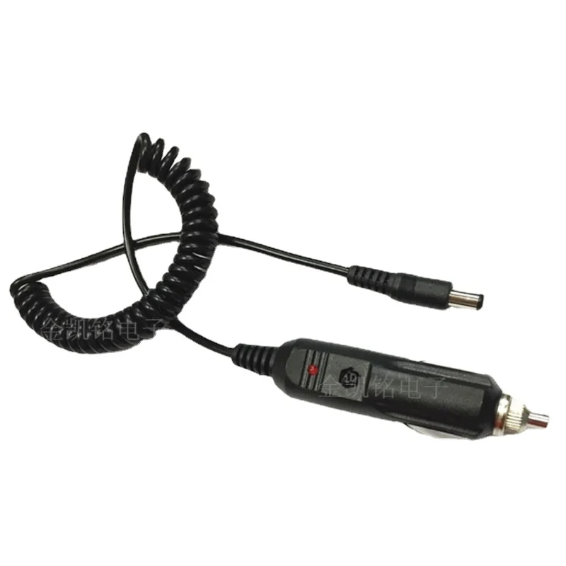 

12V All-Copper Thickened Car Power Cable, 3A, Spring Curved Car Charger Cigarette Lighter, DC5.5*2.1mm