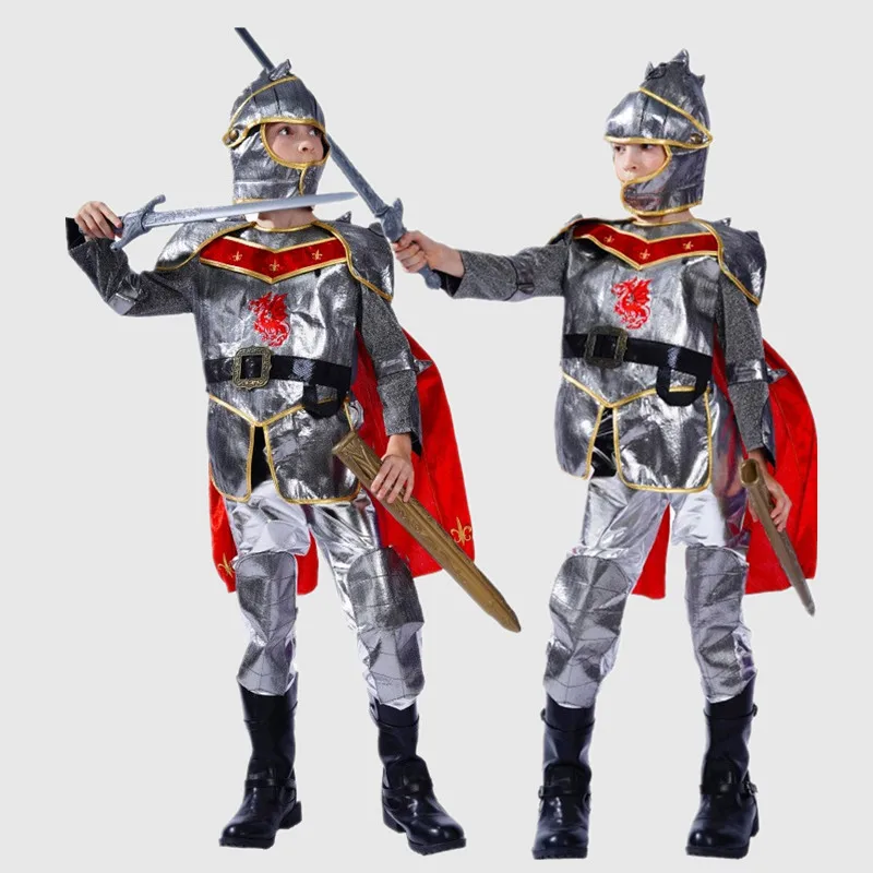 

Halloween Children's General Warrior Costume Role-playing Little General Crossbowman Knight Party Performance Clothes