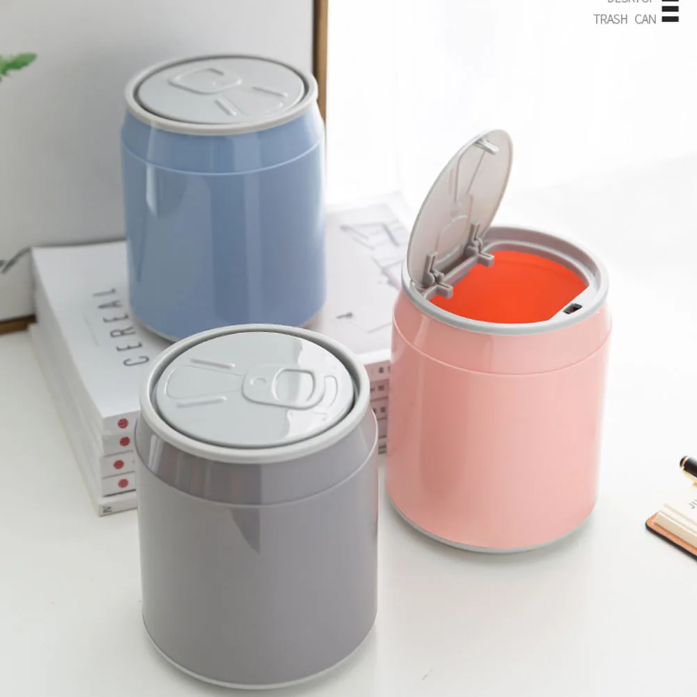 

Mini Trash Can Lid Included Small Plastic Desktop Garbage Bin Tiny Trash Container Office Countertop Wastebasket