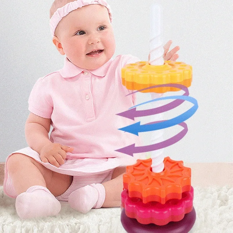 

Montessori Children Cognitive Rainbow Circle Tower Early Education Geometric Circle Circle Tower Jenga Toy