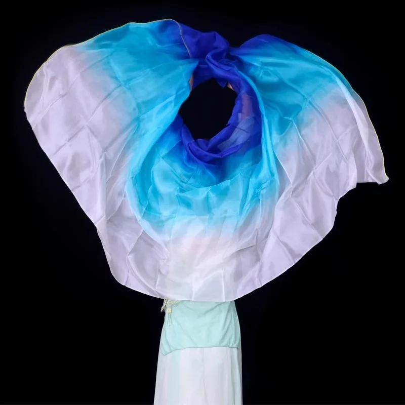 Accessoires de danse du ventre pour femmes, châle en voile de soie, 100% soie véritable, 250x114cm, dégradé de couleur teint, accessoires de pratique pour Performance
