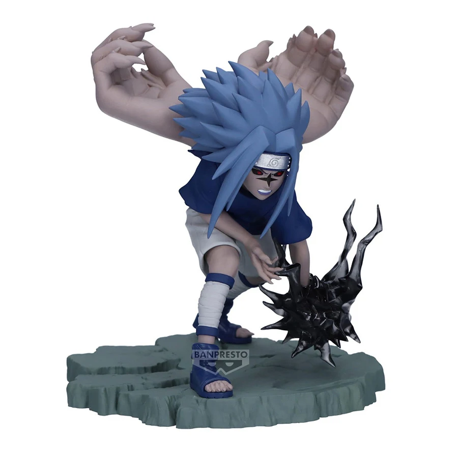 Original banpresto naruto anime estatuetas memoráveis saga uchiha sasuke pvc figuras de ação 100mm figurals brinquedos modelo colecionável