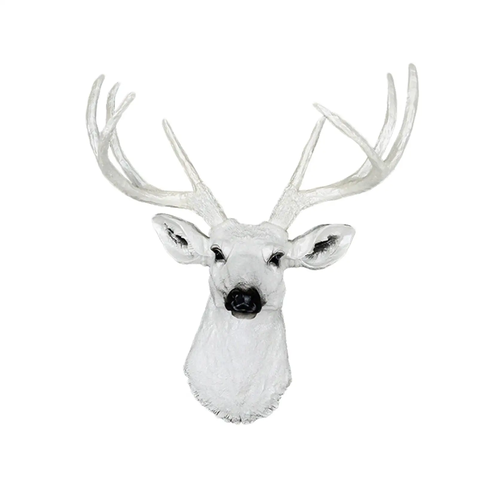 Wall Mount Deer Head Resin Statue Collection Nordic Antler Wall Sculpture Figurine for Dining Room, Bedroom, Farmhouse