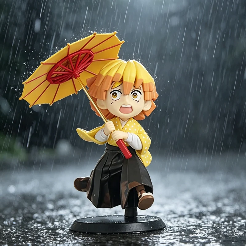 Figura de acción de Demon Slayer: Kimetsu no Yaiba - Tanjiro Kamado y Nezuko en un día lluvioso con paraguas - Caja sorpresa - Juguetes modelo - Regalos sorpresa