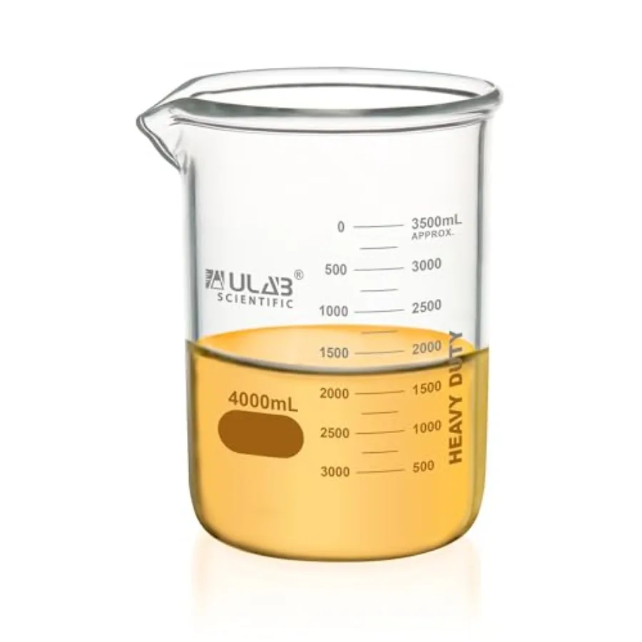 

Heavy Duty Glass Beakers Vol.4000ml 135oz Borosilicate 3.3 Glass Thick Wall Beakers with Double Scale Superior Durability and C