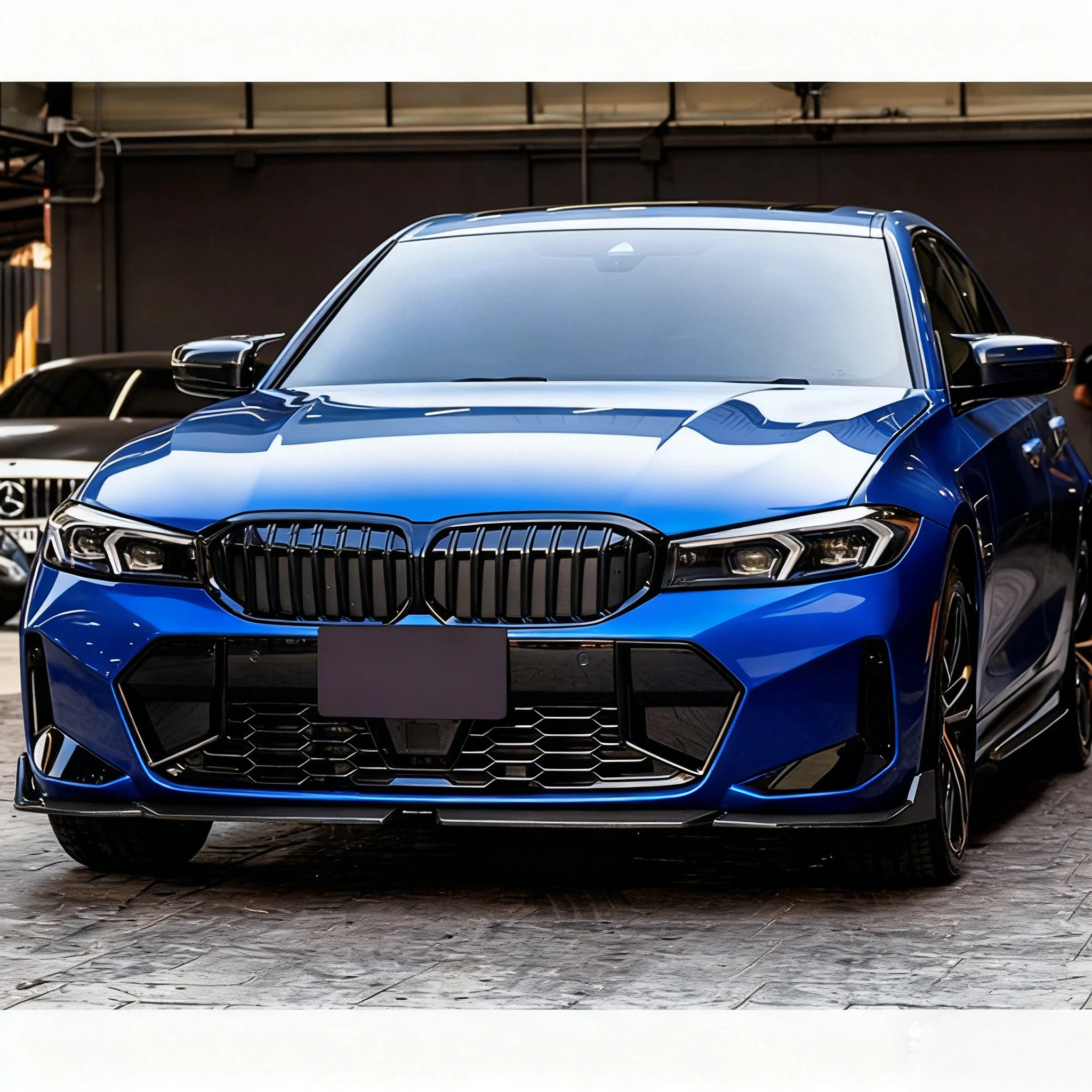 

For BMW 3 Series G20 2023 2024 With LED Racing grills Grill grille Front bumper mesh ABS Material Glossy Black Car Accesorios