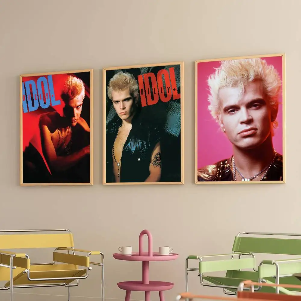 Singer B-Billy Idol Poster Prints Self Adhesive Home Suitable for Living Room Decor Decoration Wall