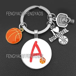 I Love Basketball Keychains Initials A-Z Keychain Gift for Sports Lovers Gifts for Husband and Father