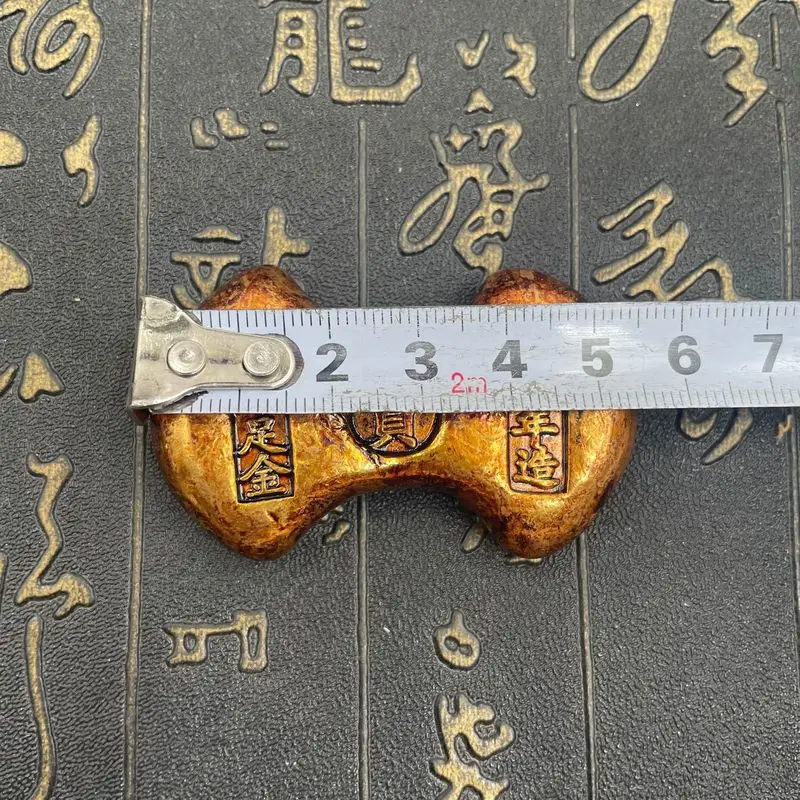 Crafts: ingots, bars, pieces made of brass, in old gold color, Jiaqing gilt copper material
