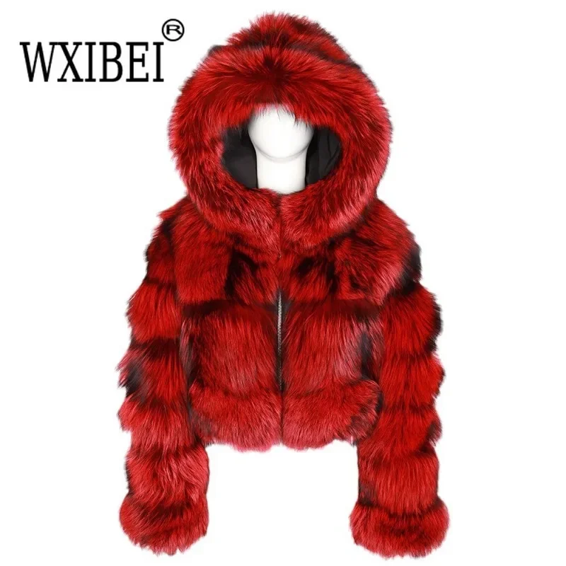 Autumn Furry Cropped Faux Fur Coats Jackets Women Fluffy Top Coat Hooded Straight Short Winter Fur Jacket Fashion Streetwear New