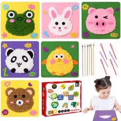 Punch Needle Kits Animal Punch Needle Kit Embroidery Punch 6 Set Educational Kids Embroidery Kit Beginner Art Crafts Kit Easy