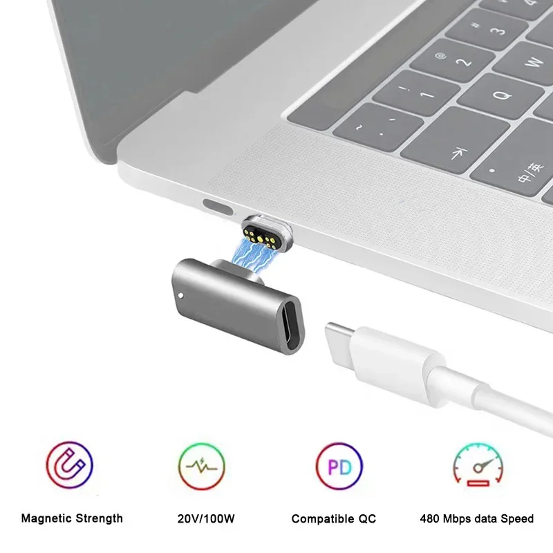 Magnetische Type-C Adapter 9Pins Type C Connector Thunderbolt 3 Pd 100W Snel Opladen 40gbp/S Converter Voor Macbook Pro-Schakelaar