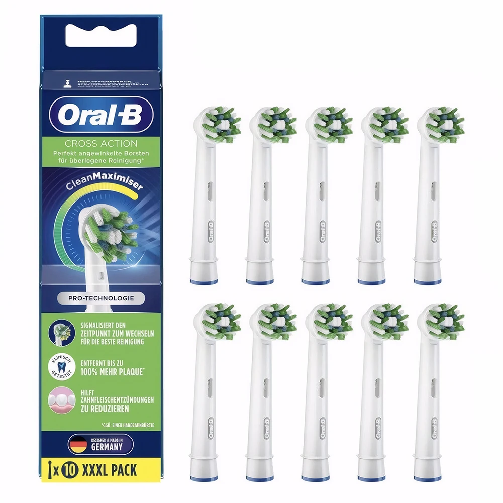 10 Pack Replacement Electric Toothbrush Heads White Replacement Toothbrush Heads Clean Maximiser Fit for Oral-B Cross Action