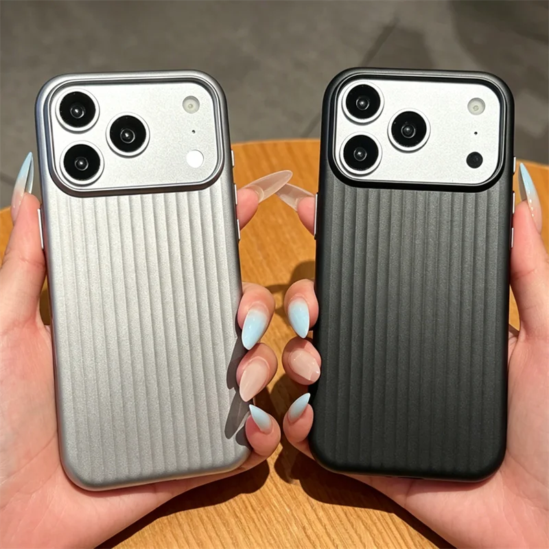 Luxuriöse, mattierte PC-Hülle mit Wellenmuster und Streifen für iPhone 17 Air 16 15 14 13 12 11 Pro Max 16Plus – Stoßfeste, dünne Schutzhülle