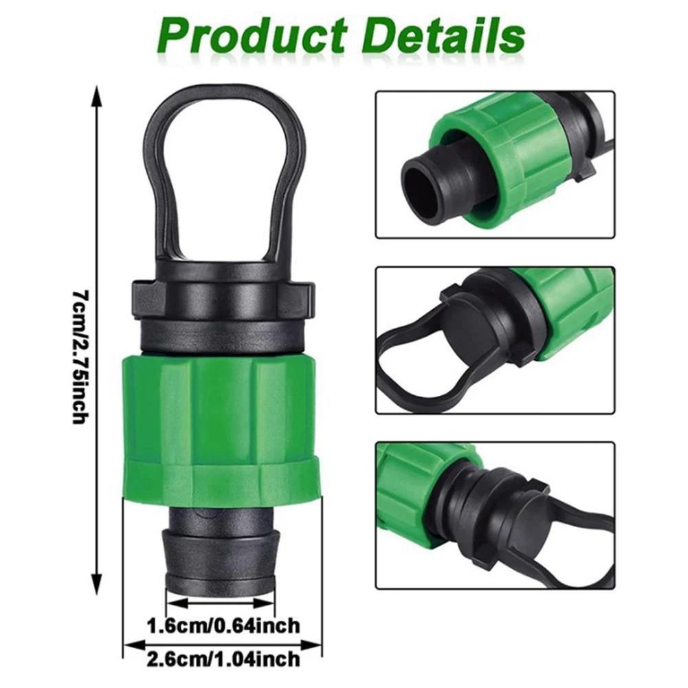 10Pcs Drip Irrigation Tubing Lock Plug 1/2 Universal End Cap Fitting Compatible With 16-17mm Drip Tape Tubing Sprinkler