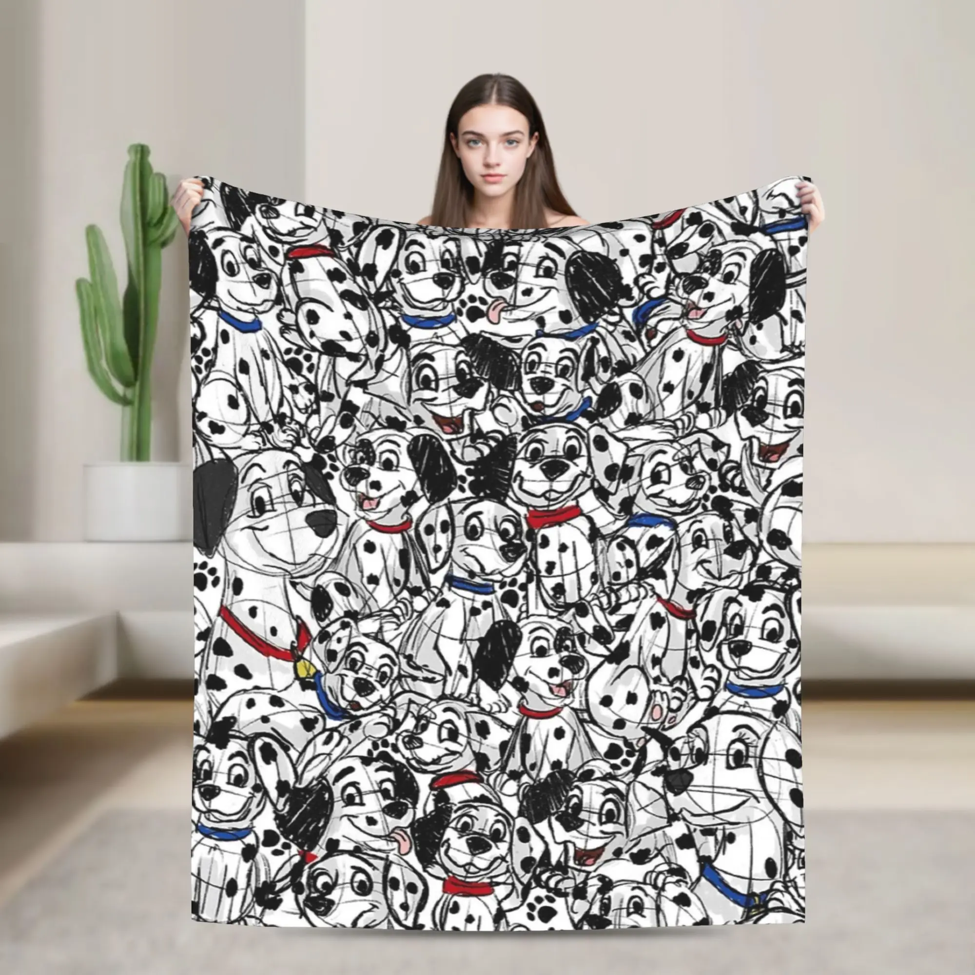 

Sketched 101 Dalmatians Dogs Blankets Fleece Super Warm Throw Blanket for Bedroom Sofa Bedspread