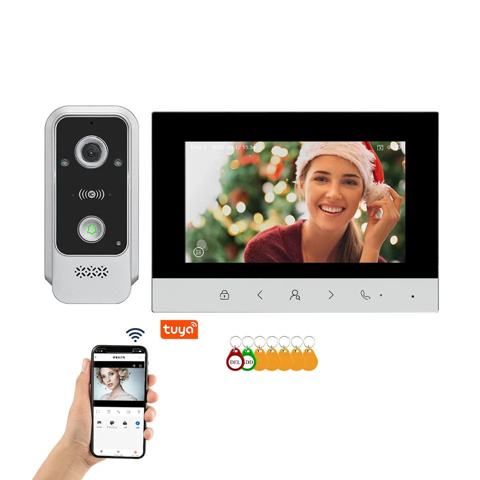 4 سلك واي فاي الذكية جرس باب يتضمن شاشة عرض فيديو نظام AHD 1080P فيديو إنترفون اللمس مفتاح فيديو باب الهاتف APP/RFID/NFC فتح للخيار