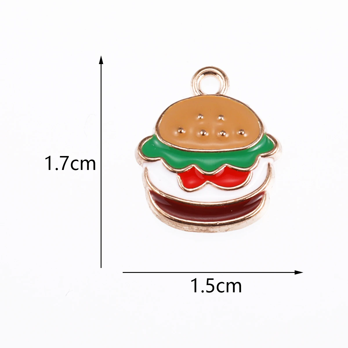 10Pcs Enamel French Fries Hamburger Charms for Jewelry Making Cute Foods Pendant Earrings Keychain Accessories Diy Crafts