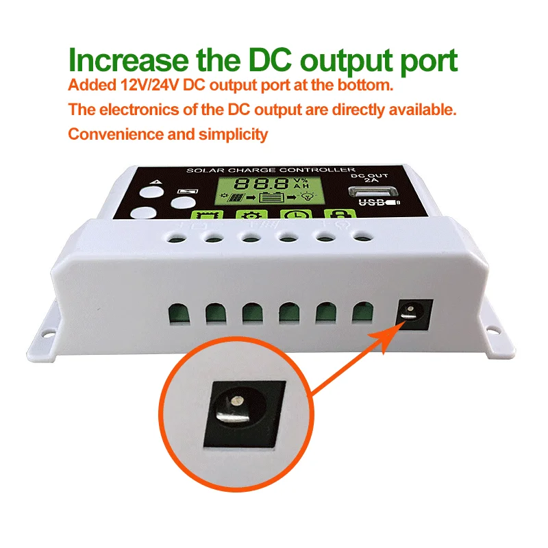 Kontroler ładowania słonecznego 10A-60A Auto 12V 24V Akumulator litowo-ołowiowy / kwasowo-ołowiowy Kontroler rozładowania PWM Wyjście USB DC