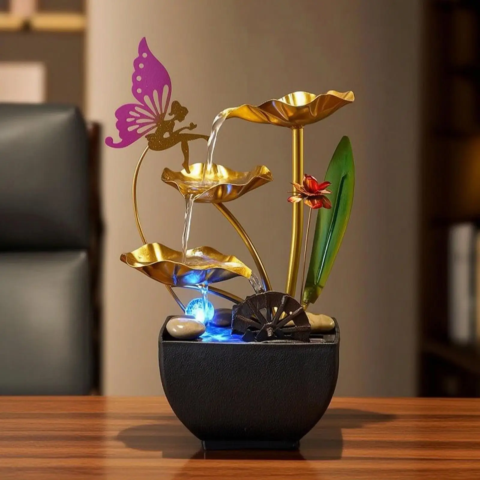 Tabletop Water Water Feature Decorative Tabletop Water Feature Compact for Living Room, Office, Entryway