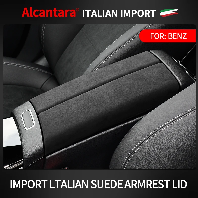 Car armrest case cover Alcantara suede center console panel trim cover For Mercedes-Benz A-Class GLB GLA interior accessories