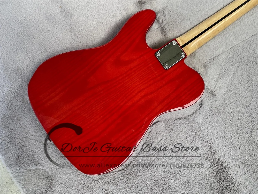 4 String Bass Guitar Cherry Sunset Bass Semi-hollow Ash Body Maple Neck Fixed Bridge White Pickup Guard