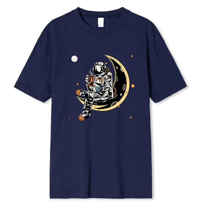 2024 Summer Men's T-shirt Short Sleeve Tees Men's Loose T-shirt Men's Tops New Brand Men's Space Astronaut T-shirt