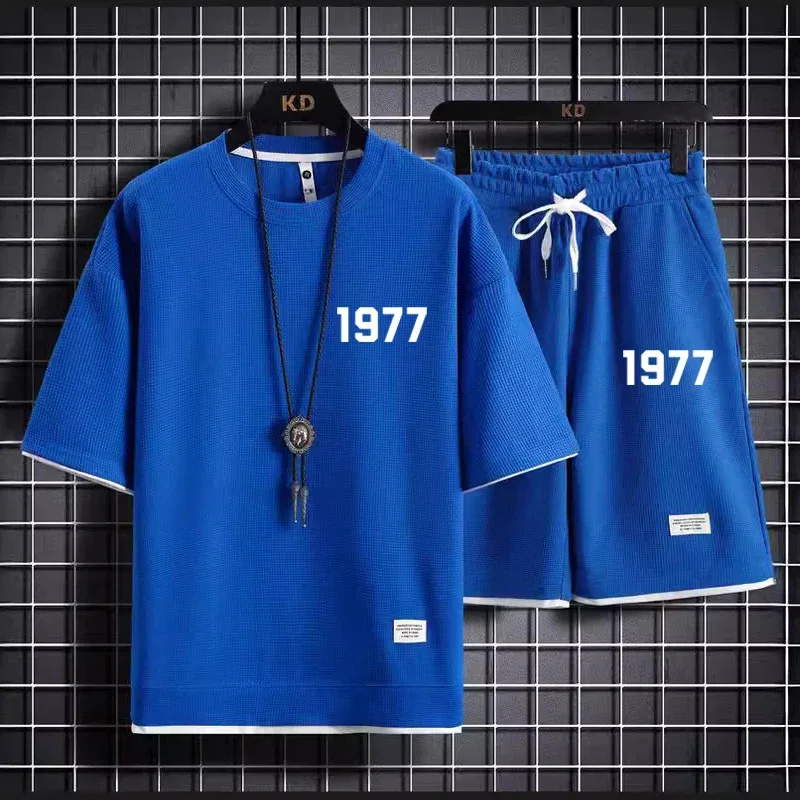 

In 2025, men's trendy and high-end summer new hot fashion quality men's Wavg sportswear sets, short-sleeved T-shirts and sportsw