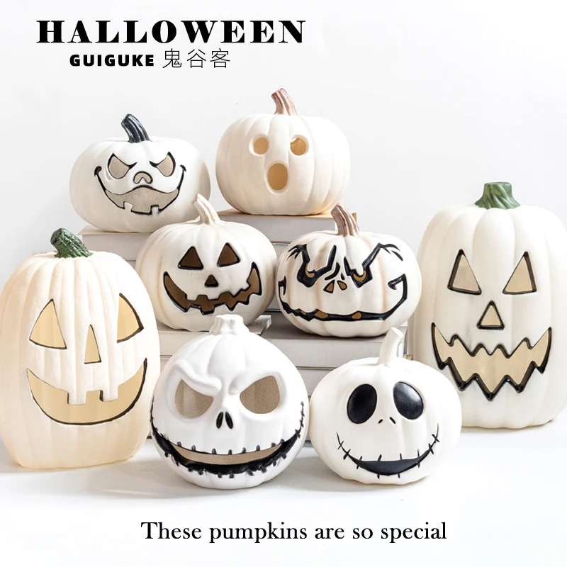 

New Black and White Pumpkin Lantern Halloween Decorations Outdoor Props in Amusement Parks Shopping Mall Showcases