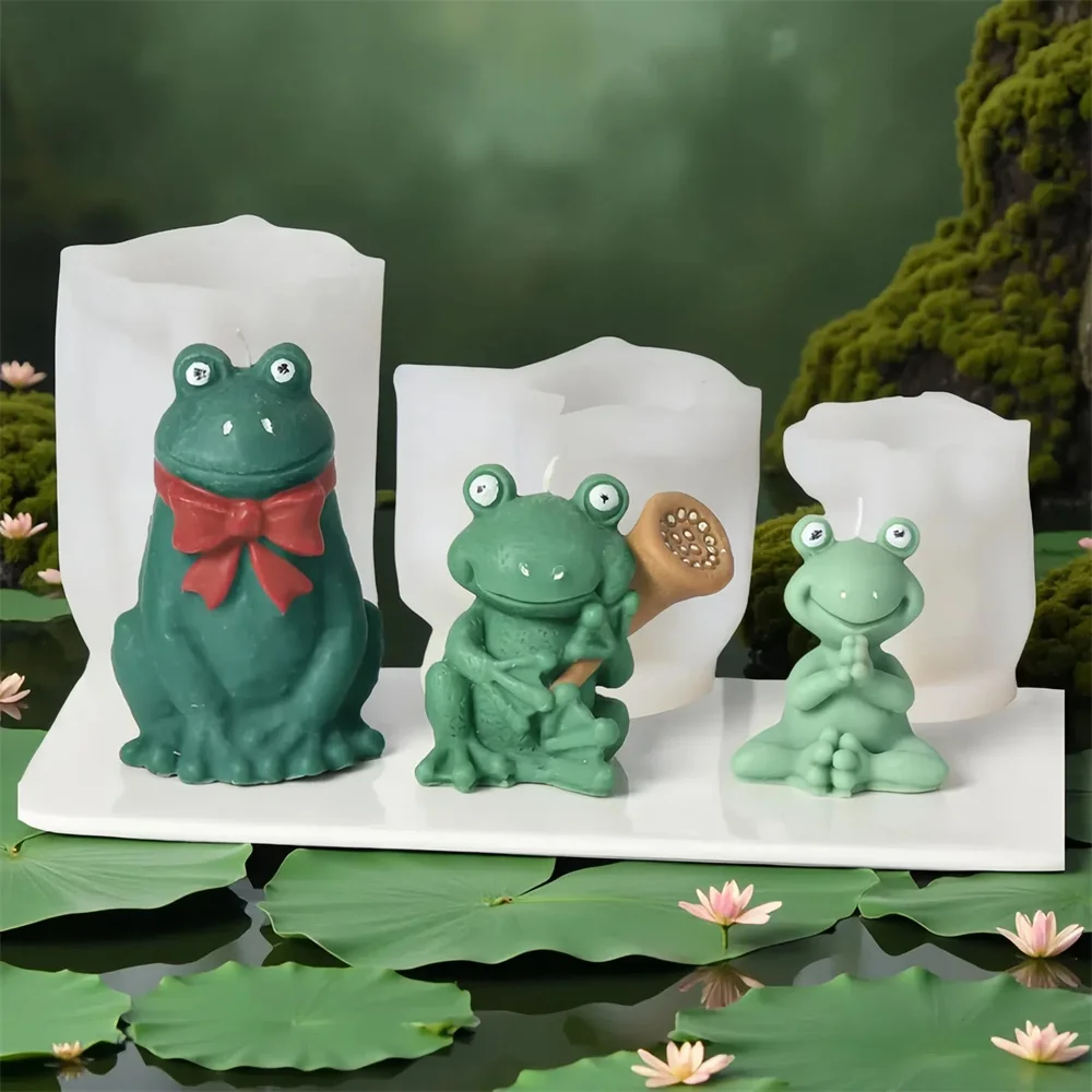 Halten Lotus Wurzel Frosch Silikon Kerze Form 3D Yoga Frosch Epoxidharz Gips Seife Form DIY Tier Soja Wachs Form Home Decor Geschenk