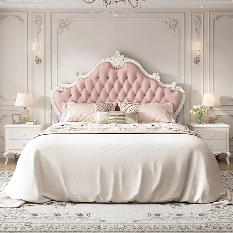 

Italian Princess Double Bed Pretty Carved Luxury Queen Double Bed Loft Design Sleeping Cama Matrimonial Bedroom Furniture