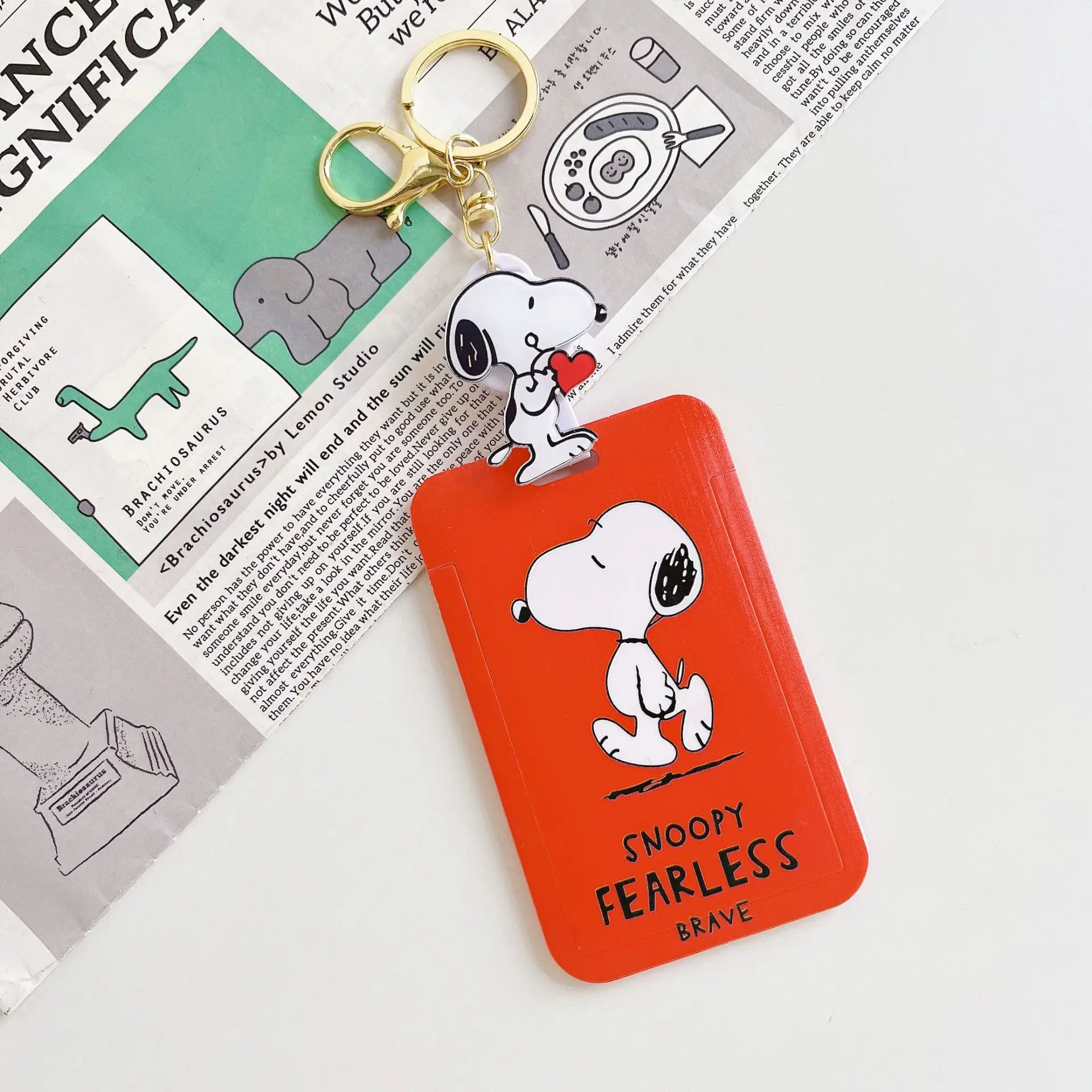 Snoopy Charlie Cartoon Kartenhalter Schlüsselanhänger Anime Dehnbare eingebettete Kartenhülle Schlüsselanhänger Erwachsene Bus Student Ausweishalter Geschenk – Detail 9