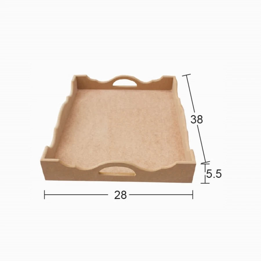 T769 Small Wavy Tray, Can Be Painted Mdf Raw Wood Tray