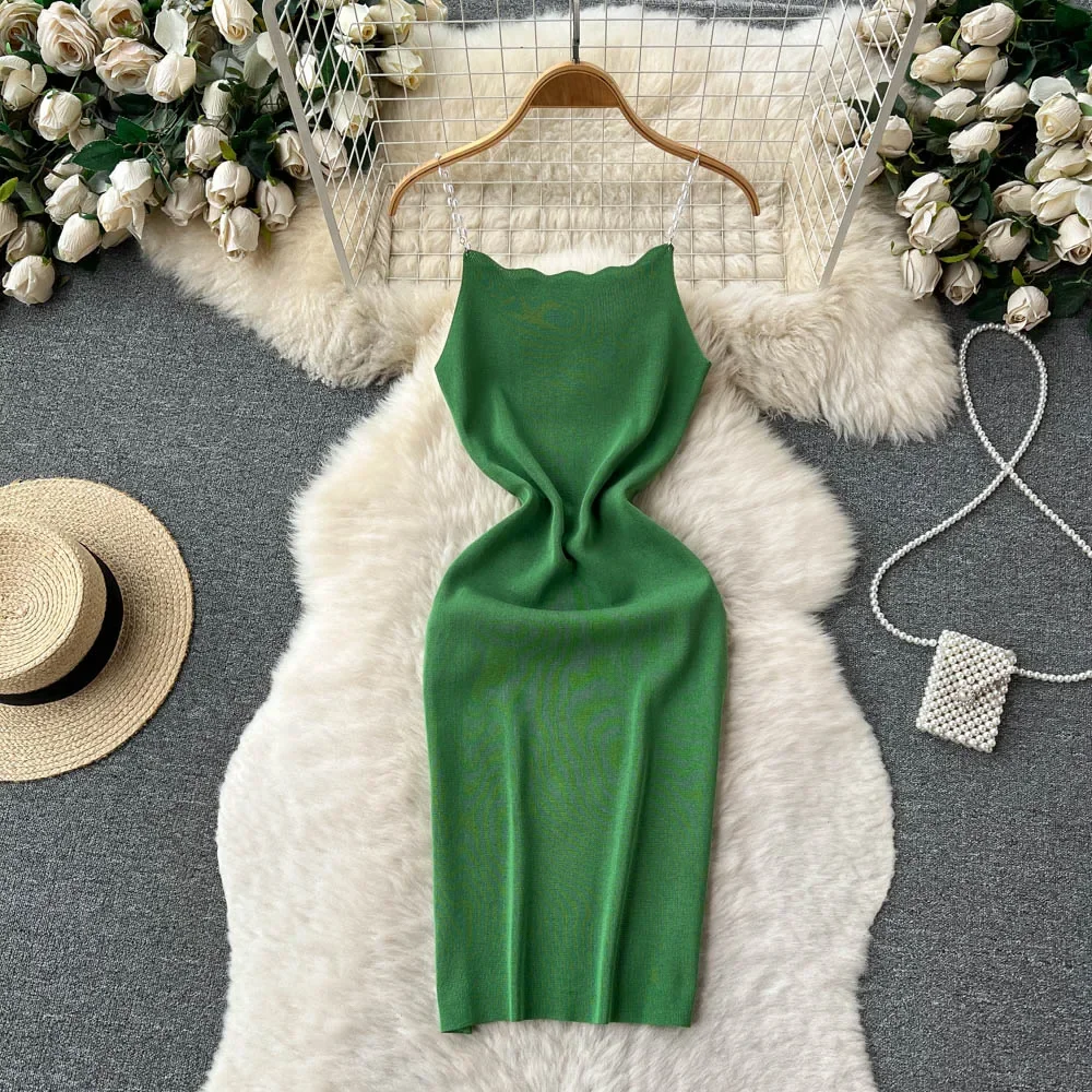 Vestido de punto Sexy para mujer, minivestido corto ajustado elástico liso francés 2026