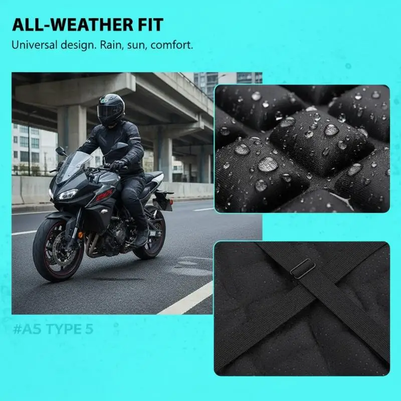 2pcs/set Motorcycle Fit For Seat Pad 3D Comfort Gel Cushion Fit For Seat Breathable Universal Shock Absorbing Fit For Seat Cover