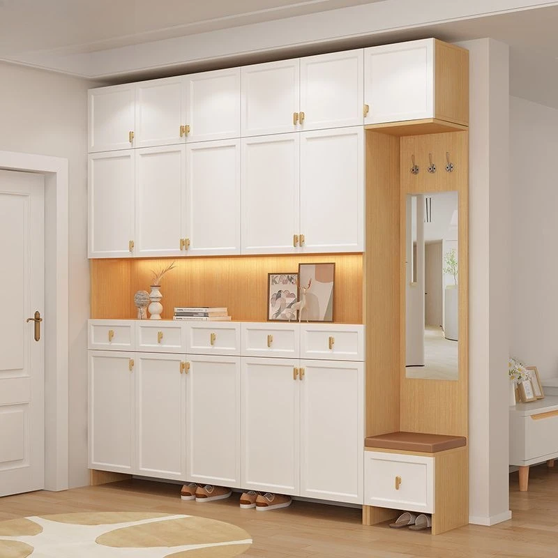 

Шкаф для обуви из массива дерева, большая вместимость, простая интеграция у входа в гостиную, настенная перегородка для хранения вещей, дом.